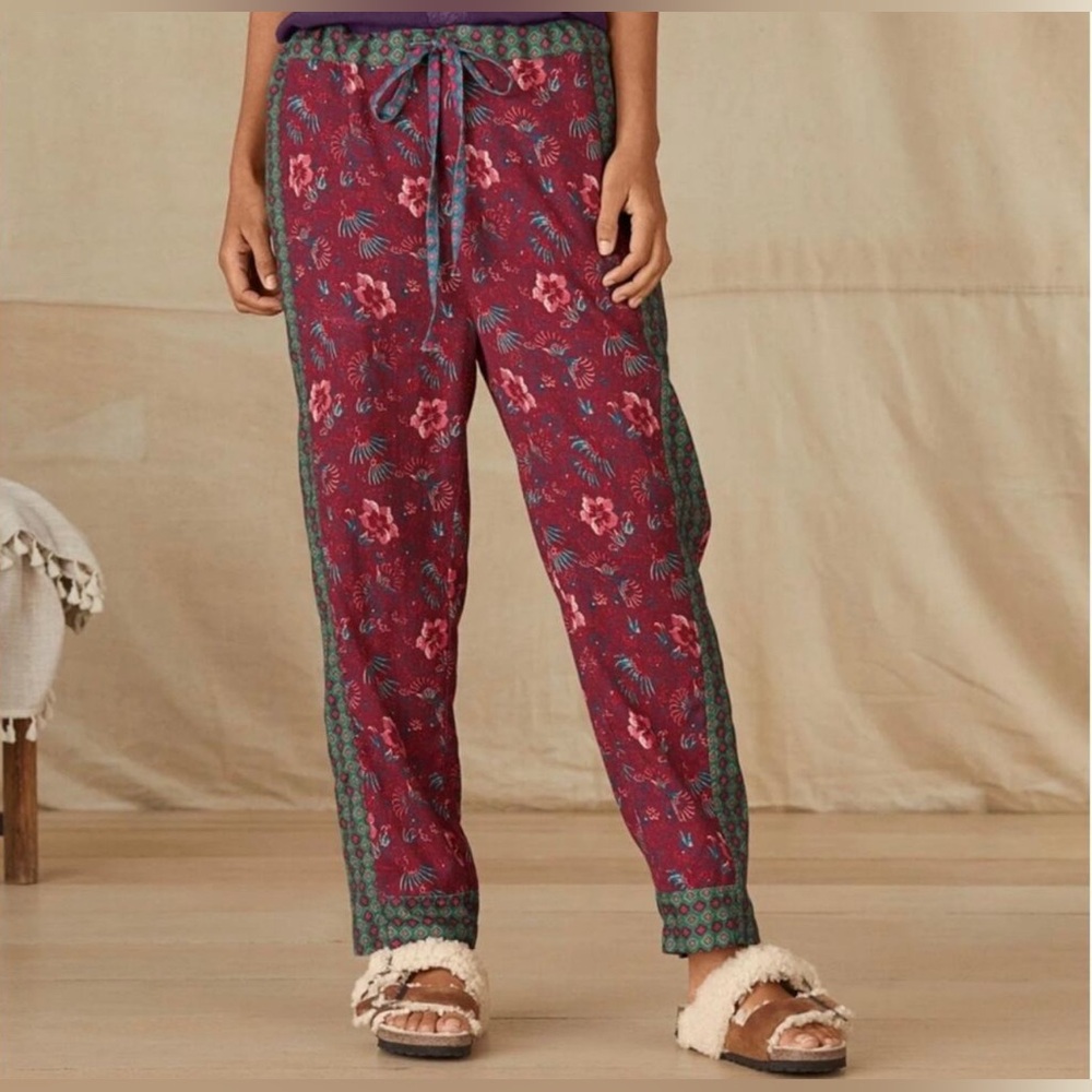 Sundance PM Lola Floral Lounge Pants Boho Festival Drawstring Pockets Hippie